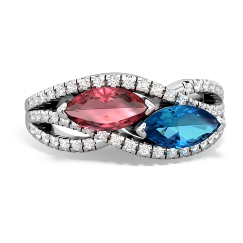 tourmaline-london topaz double heart ring