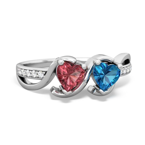 tourmaline-london topaz double heart ring