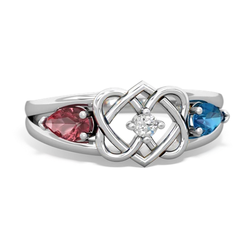 tourmaline-london topaz double heart ring