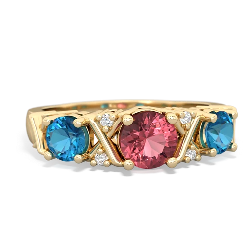 Pink Tourmaline Genuine Pink Tourmaline with Genuine London Blue Topaz and Genuine Opal Hugs and Kisses ring Ring