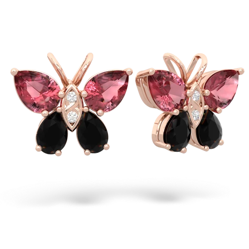 tourmaline-onyx butterfly earrings