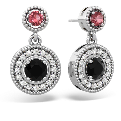 tourmaline-onyx halo earrings