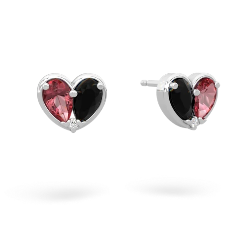 tourmaline-onyx one heart earrings
