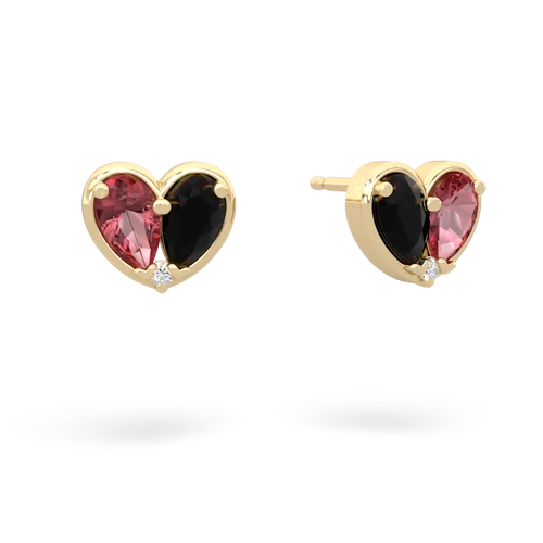 tourmaline-onyx one heart earrings