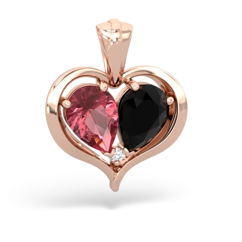tourmaline-onyx half heart whole pendant