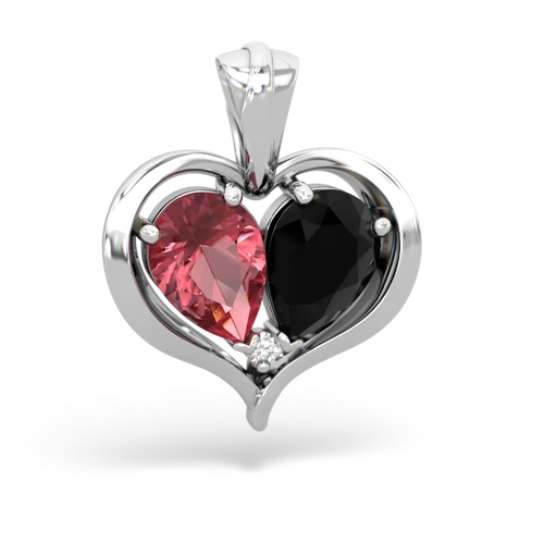 tourmaline-onyx half heart whole pendant