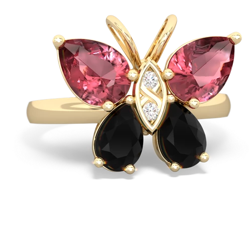 tourmaline-onyx butterfly ring