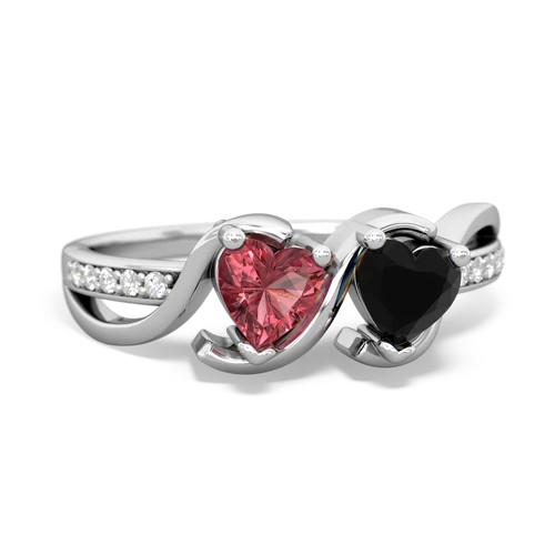 tourmaline-onyx double heart ring