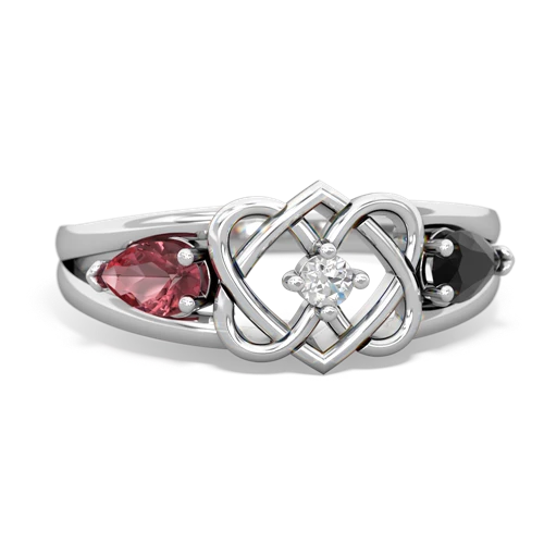 tourmaline-onyx double heart ring