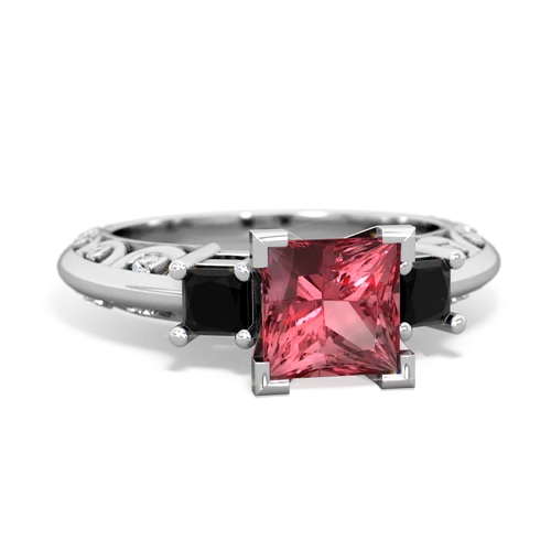 Pink Tourmaline Genuine Pink Tourmaline with Genuine Black Onyx and Genuine Pink Tourmaline Art Deco ring Ring