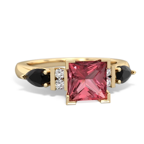 Pink Tourmaline Genuine Pink Tourmaline with Genuine Black Onyx and Lab Created Sapphire Engagement ring Ring