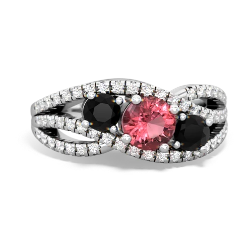 tourmaline-onyx three stone pave ring