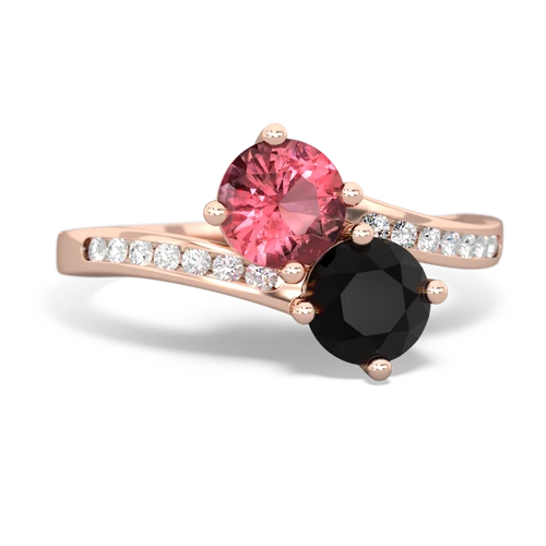 tourmaline-onyx two stone channel ring