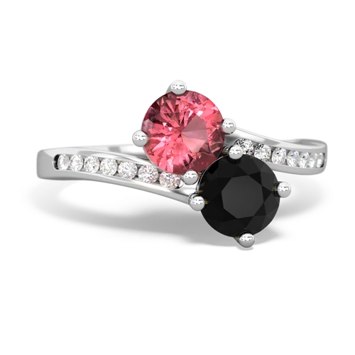 tourmaline-onyx two stone channel ring