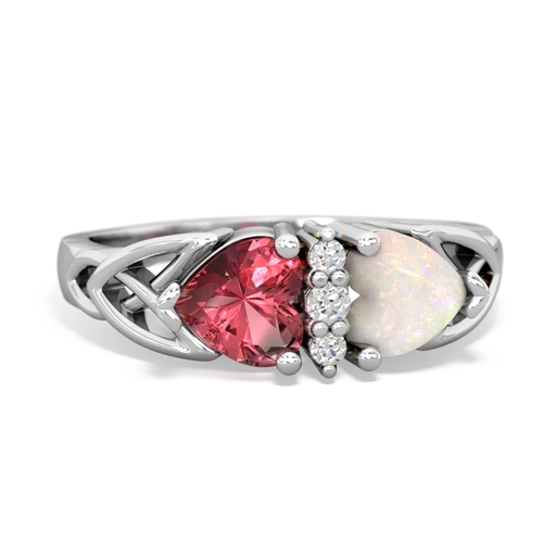 Pink Tourmaline Genuine Pink Tourmaline with Genuine Opal Celtic Trinity Knot ring Ring