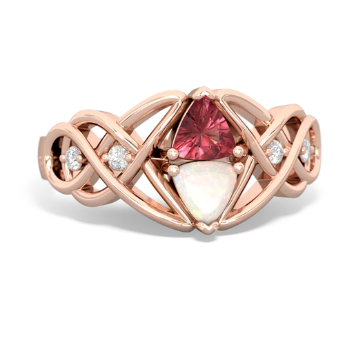 Pink Tourmaline Genuine Pink Tourmaline with Genuine Opal Keepsake Celtic Knot ring Ring