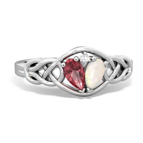 Pink Tourmaline Genuine Pink Tourmaline with Genuine Opal Celtic Love Knot ring Ring