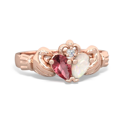 Pink Tourmaline Genuine Pink Tourmaline with Genuine Opal Claddagh ring Ring