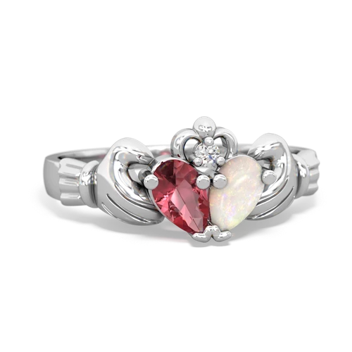 Pink Tourmaline Genuine Pink Tourmaline with Genuine Opal Claddagh ring Ring