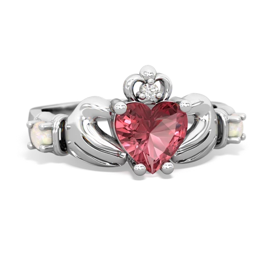 Pink Tourmaline Genuine Pink Tourmaline with Genuine Opal and Lab Created Emerald Claddagh ring Ring