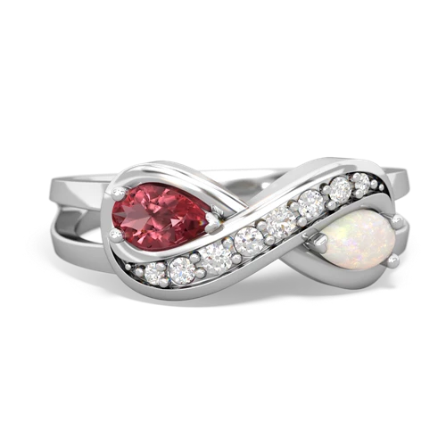 Pink Tourmaline Genuine Pink Tourmaline with Genuine Opal Diamond Infinity ring Ring