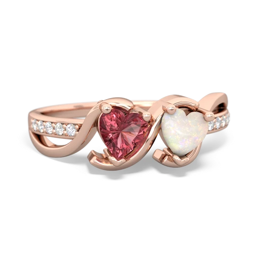 tourmaline-opal double heart ring