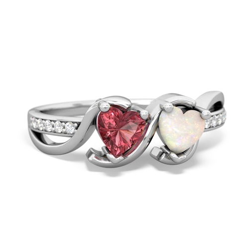 tourmaline-opal double heart ring