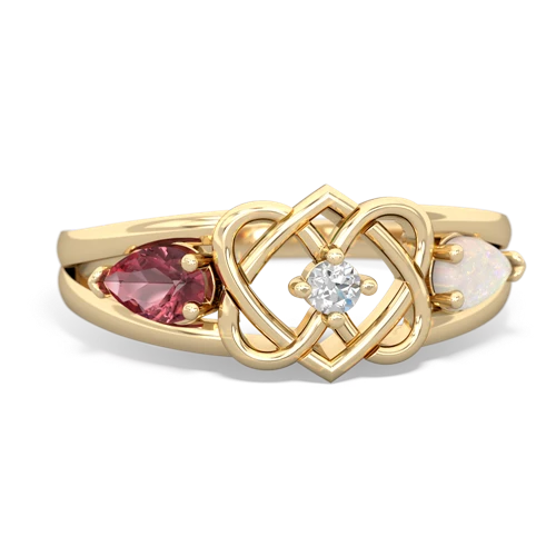 tourmaline-opal double heart ring