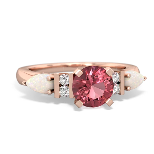 Pink Tourmaline Genuine Pink Tourmaline with Genuine Opal and Genuine Peridot Engagement ring Ring