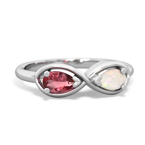 Pink Tourmaline Genuine Pink Tourmaline with Genuine Opal Infinity ring Ring