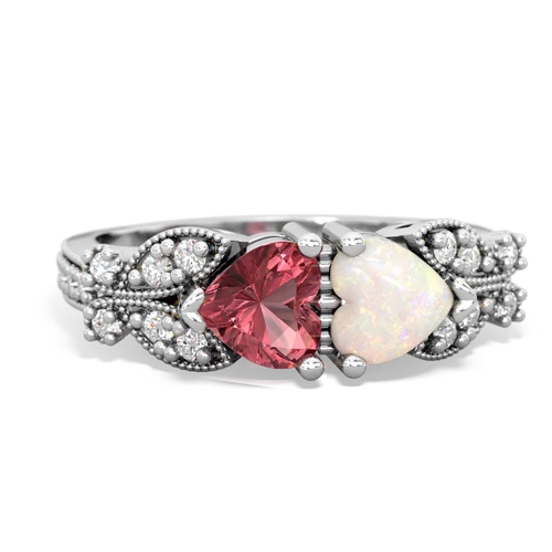 Pink Tourmaline Genuine Pink Tourmaline with Genuine Opal Diamond Butterflies ring Ring
