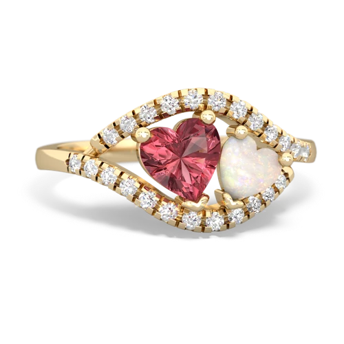 Pink Tourmaline Genuine Pink Tourmaline with Genuine Opal Mother and Child ring Ring