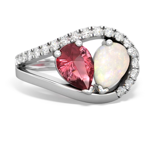 Pink Tourmaline Genuine Pink Tourmaline with Genuine Opal Nestled Heart Keepsake ring Ring