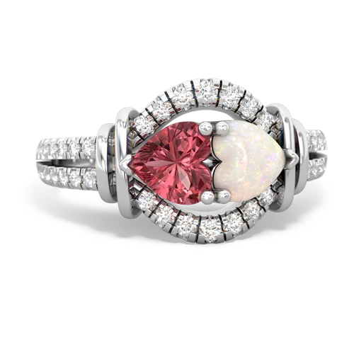Pink Tourmaline Genuine Pink Tourmaline with Genuine Opal Art-Deco Keepsake ring Ring