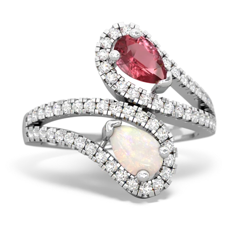 Pink Tourmaline Genuine Pink Tourmaline with Genuine Opal Diamond Dazzler ring Ring