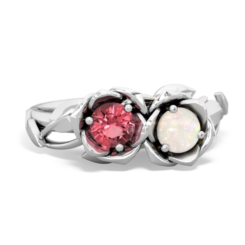 Pink Tourmaline Genuine Pink Tourmaline with Genuine Opal Rose Garden ring Ring