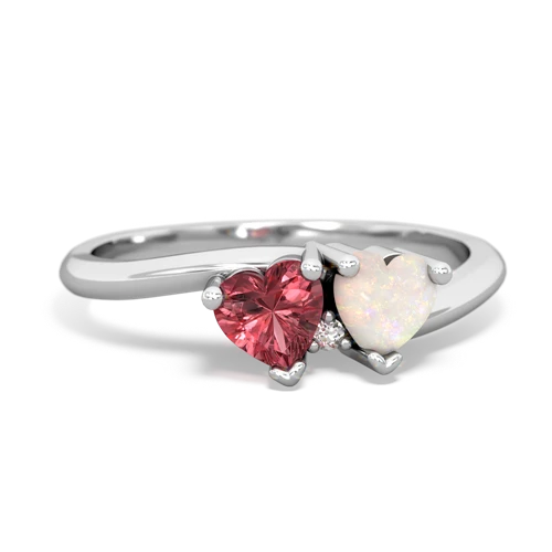 Pink Tourmaline Genuine Pink Tourmaline with Genuine Opal Sweetheart's Promise ring Ring