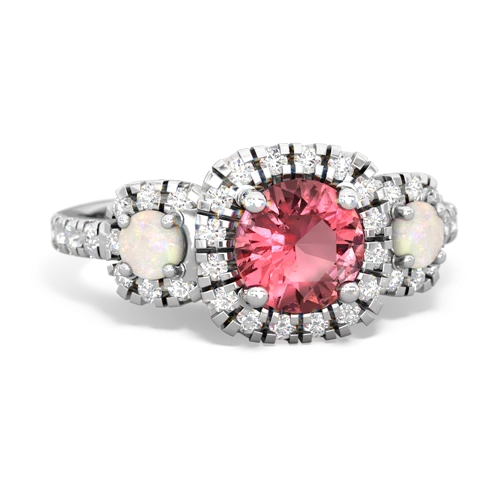 Pink Tourmaline Genuine Pink Tourmaline with Genuine Opal and Genuine Peridot Regal Halo ring Ring