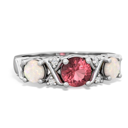 JK Crown: Oval Opal, Diamond & Pink Tourmaline Ring in Rose Gold