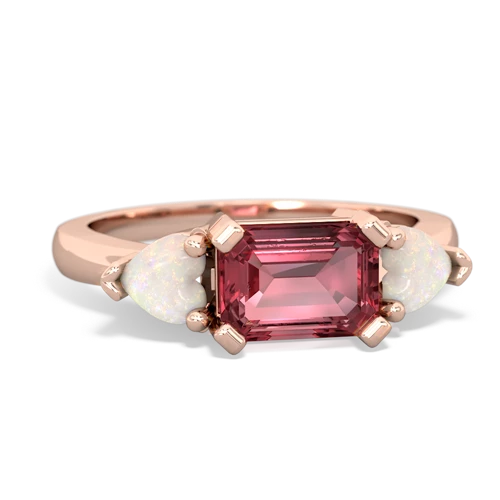 Pink Tourmaline Genuine Pink Tourmaline with Genuine Opal and  Three Stone ring Ring