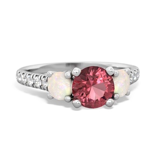 Pink Tourmaline Genuine Pink Tourmaline with Genuine Opal and  Pave Trellis ring Ring