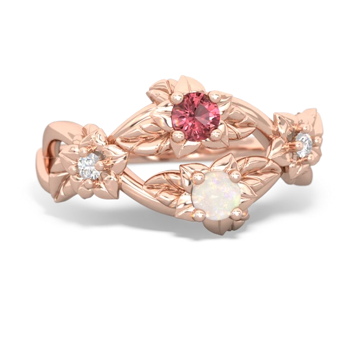 Pink Tourmaline Genuine Pink Tourmaline with Genuine Opal Sparkling Bouquet ring Ring