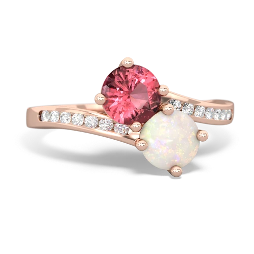 Pink Tourmaline Genuine Pink Tourmaline with Genuine Opal Keepsake Two Stone ring Ring