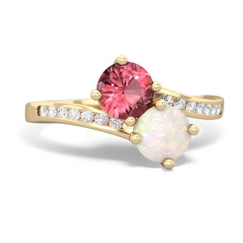 tourmaline-opal two stone channel ring