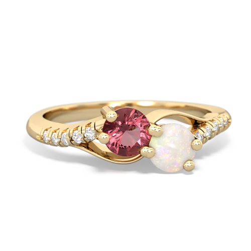 Pink Tourmaline Genuine Pink Tourmaline with Genuine Opal Two Stone Infinity ring Ring