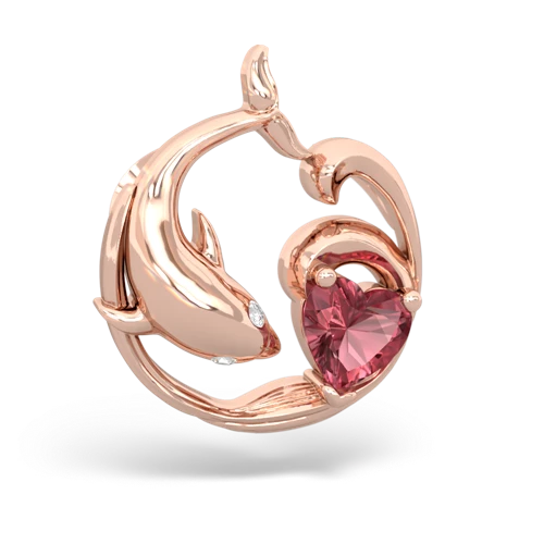tourmaline dolphin heart pendant