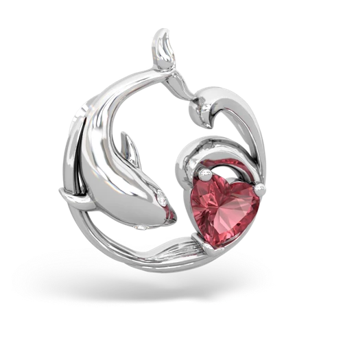 tourmaline dolphin heart pendant