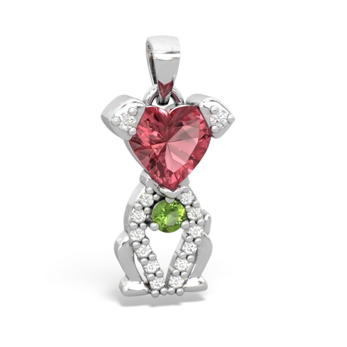 tourmaline-peridot birthstone puppy pendant