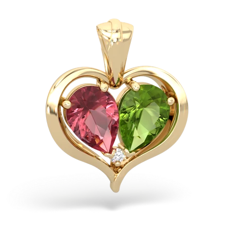 tourmaline-peridot half heart whole pendant