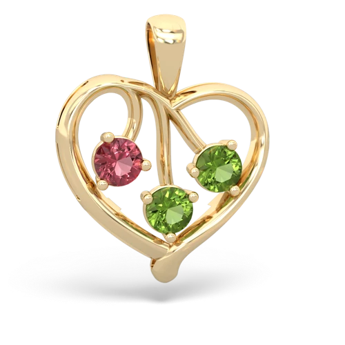 tourmaline-peridot love heart pendant